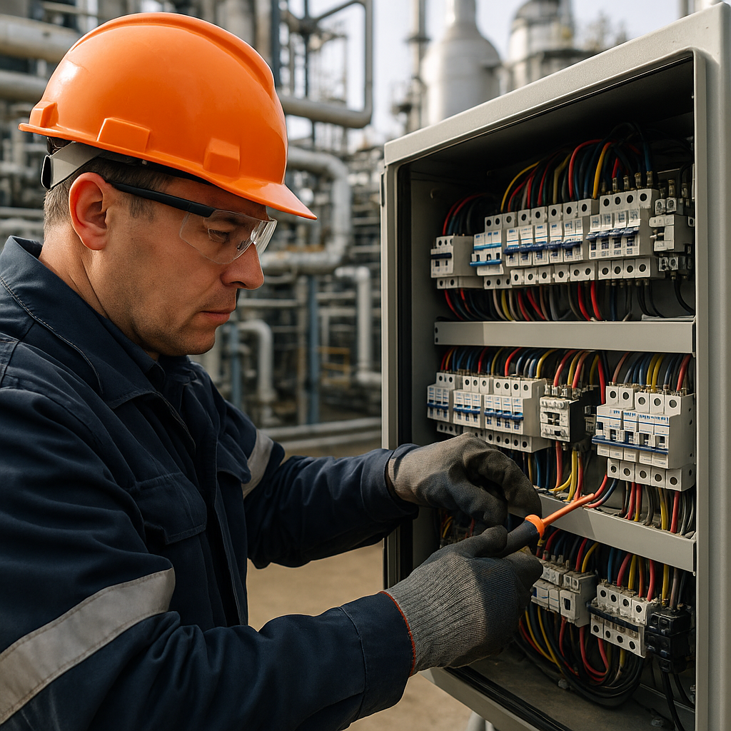Inspectie van verdeelkast in een industriële omgeving